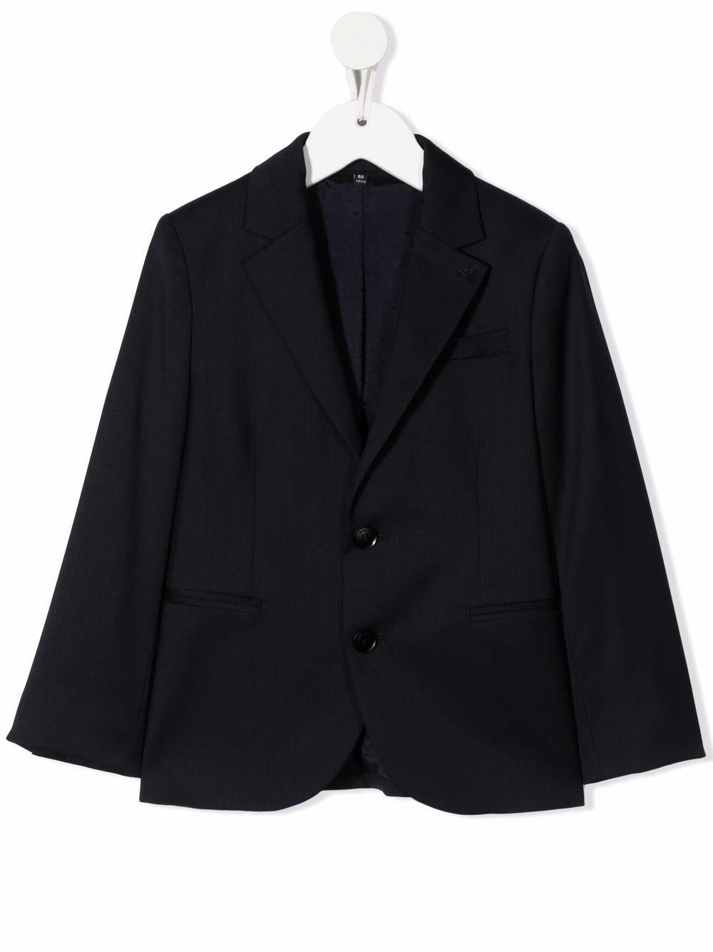 Blazer monopetto Emporio Armani Kids nero con revers classici - Rubino Kids