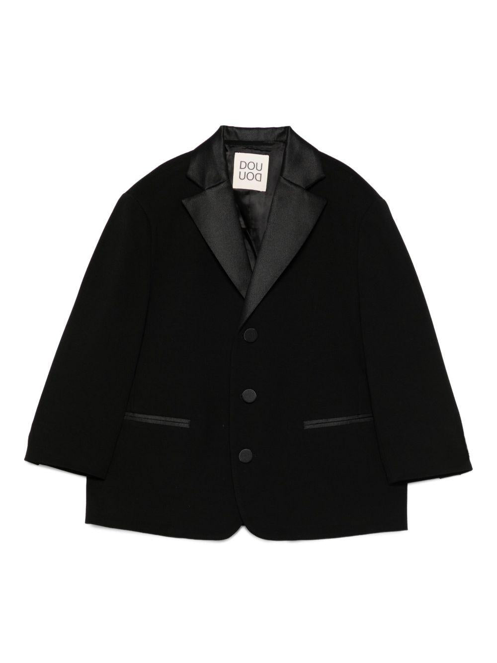 Blazer per bambina Douuod Kids nero a tre bottoni con revers classici - Rubino Kids