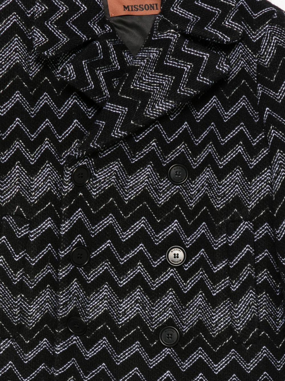 Blazer per bambina Missoni Kids nero doppiopetto con motivo zig zag - Rubino Kids