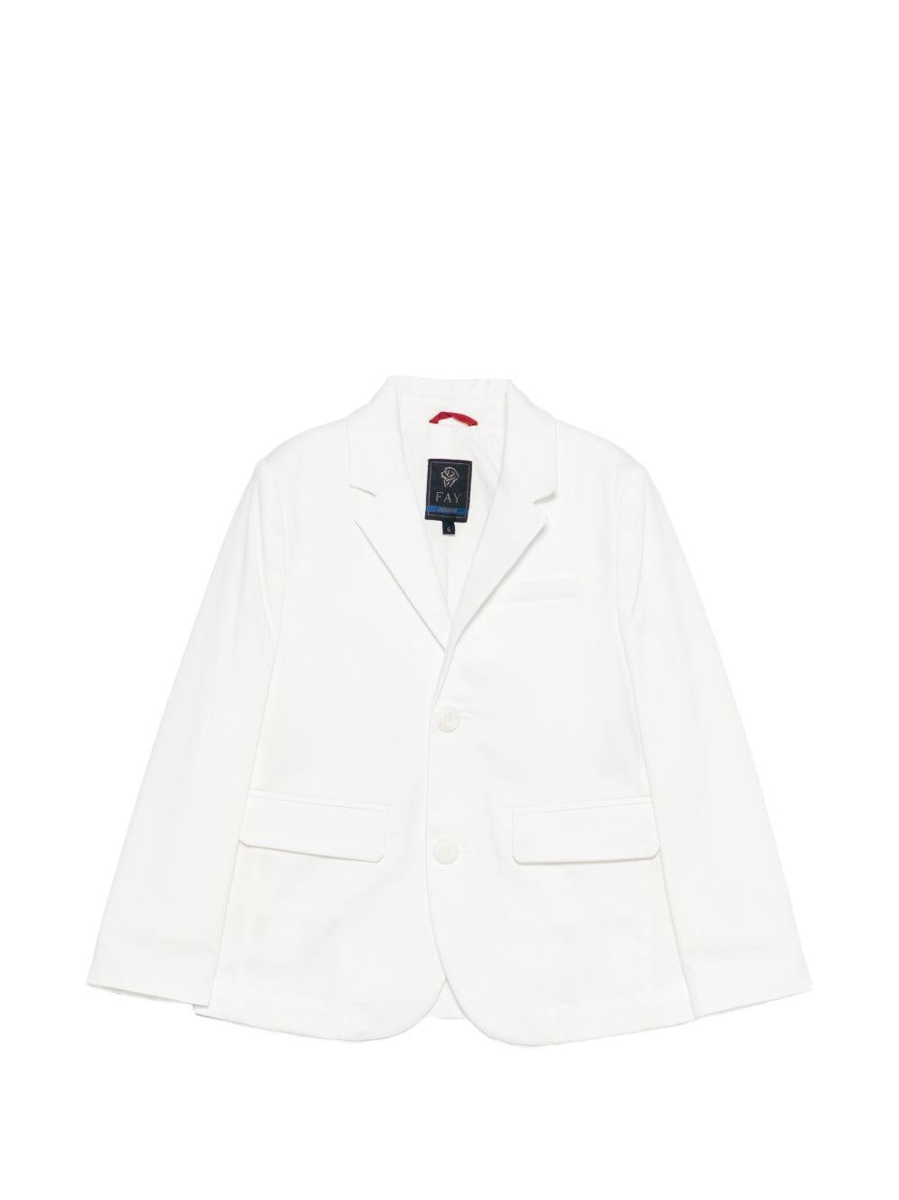 Blazer per bambino Fay Kids bianco con tasche anteriori con patta - Rubino Kids