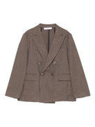 Blazer per bambino Paolo Pecora Kids marrone doppiopetto pied de poule - Rubino Kids