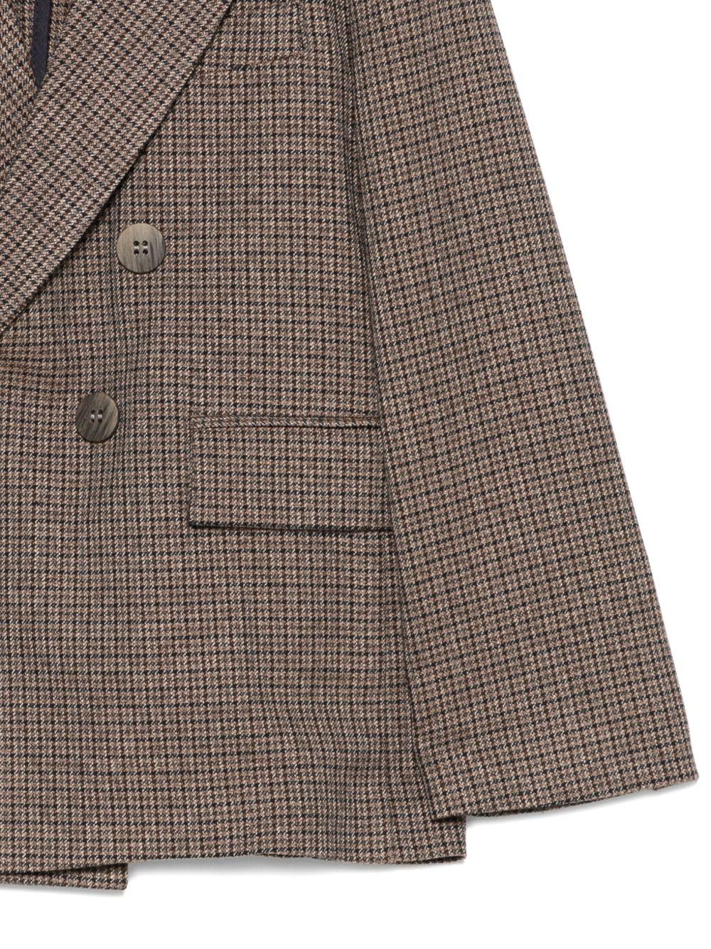 Blazer per bambino Paolo Pecora Kids marrone doppiopetto pied de poule - Rubino Kids