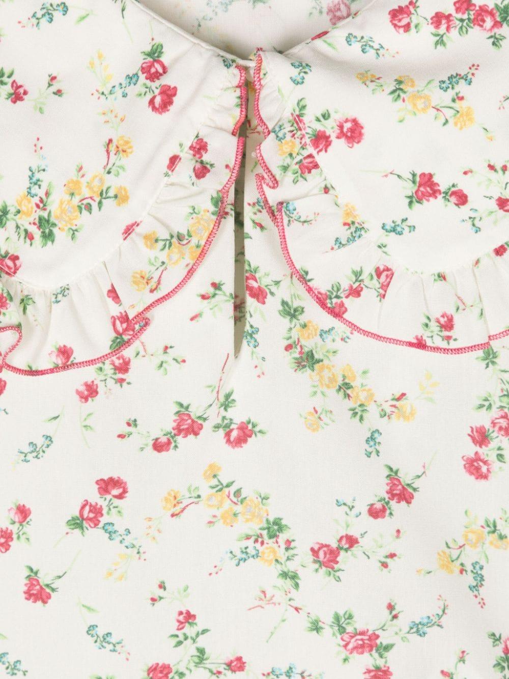 Blusa a fiori per bambina Philosophy Di Lorenzo Serafini Kids bianco con scollo a goccia - Rubino Kids