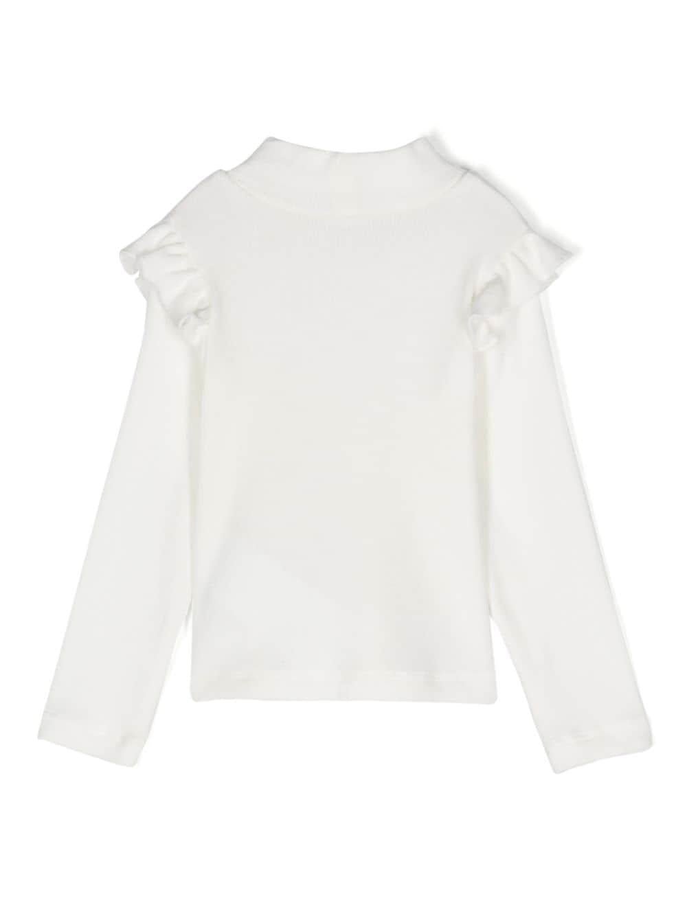 Blusa con strass per neonata Monnalisa bianca con collo a lupetto - Rubino Kids