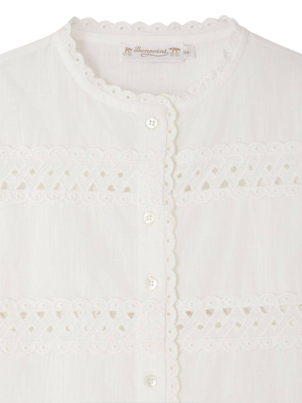 Blusa Elyah per bambina Bonpoint bianco con maniche lunghe - Rubino Kids