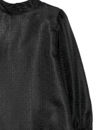 Blusa per bambina Balmain Kids nero con motivo geometrico e maniche a palloncino - Rubino Kids