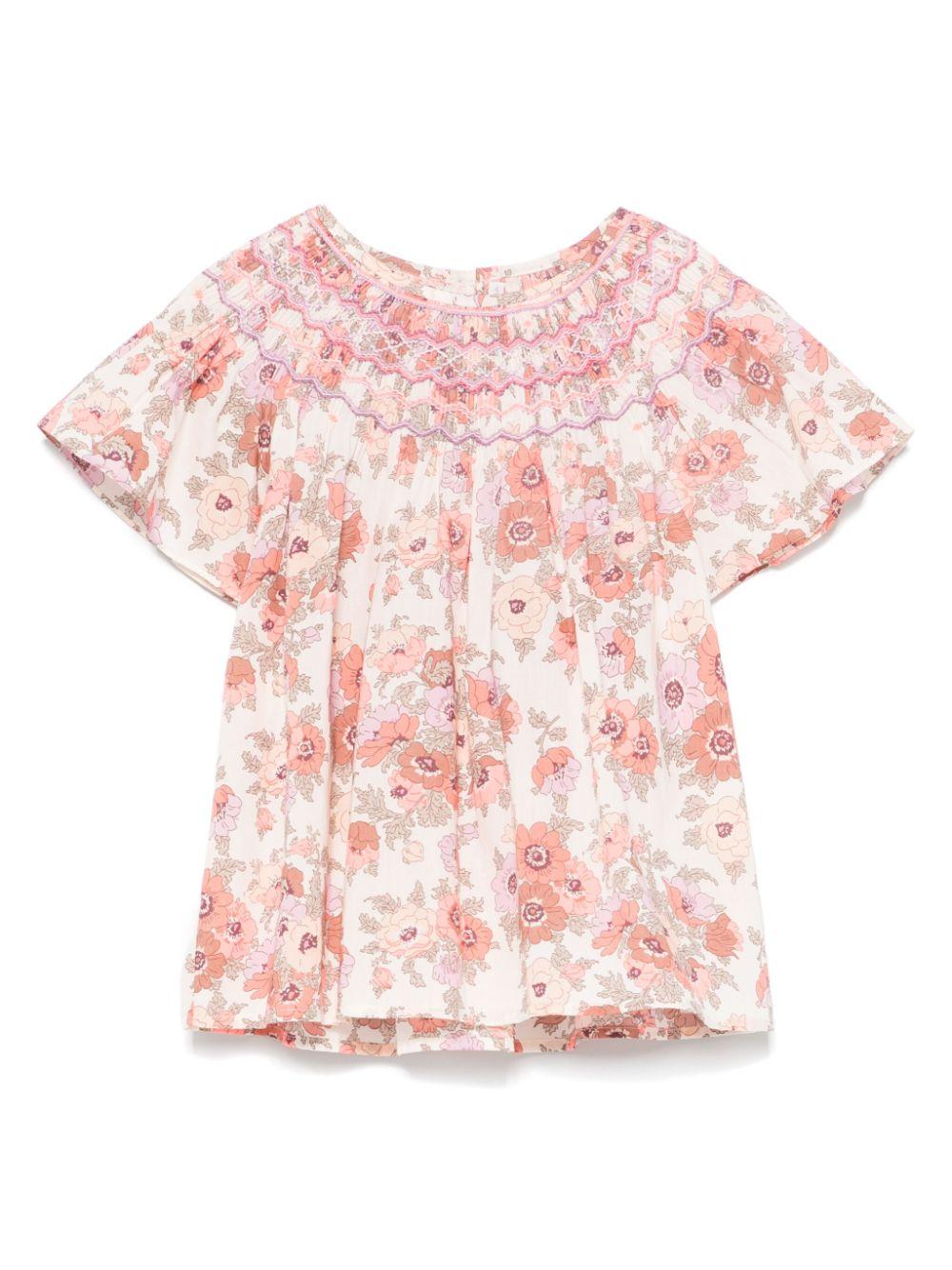 Blusa per bambina Bonpoint adelice rosa con stampa con fiori all - over - Rubino Kids