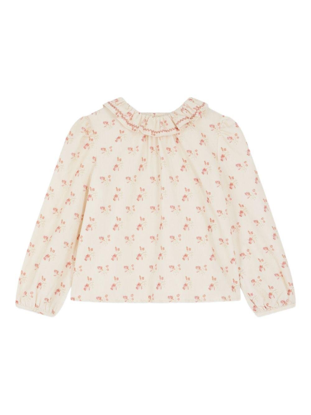 Blusa per bambina Bonpoint beige con stampa all - over - Rubino Kids