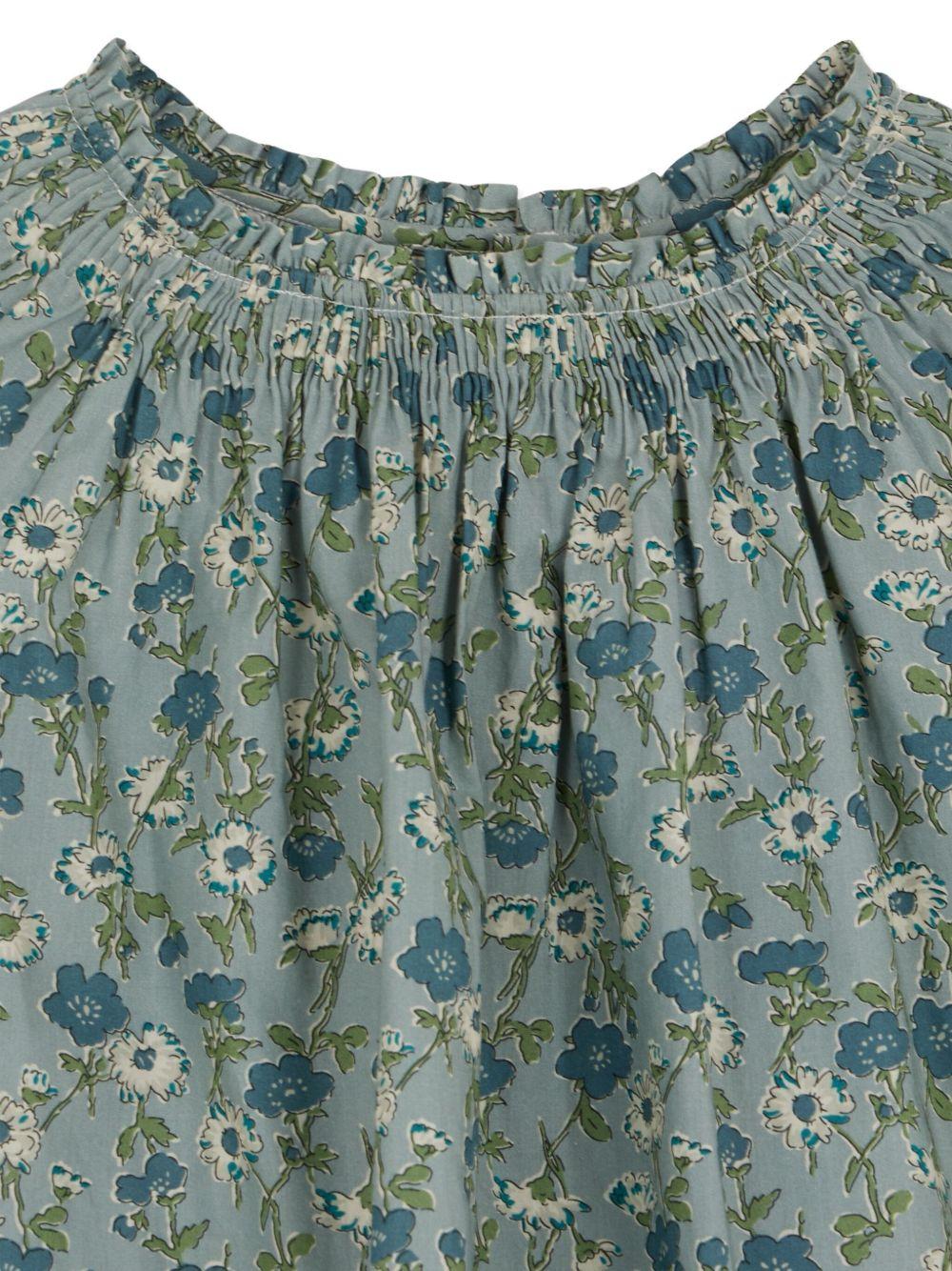 Blusa per bambina Bonpoint verde con stampa a fiori - Rubino Kids