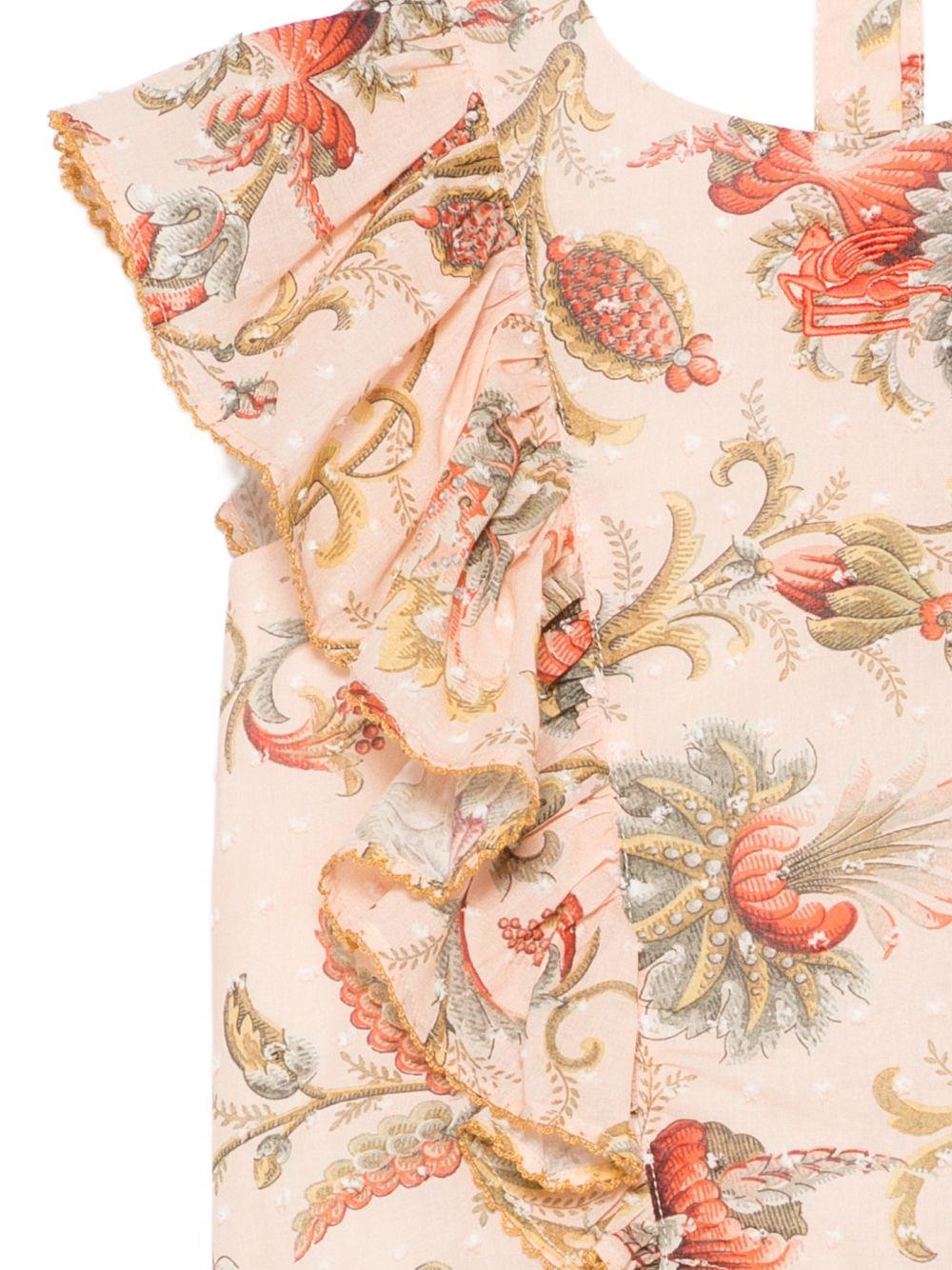 Blusa per bambina Etro Kids arancione chiaro con stampa a fiori - Rubino Kids