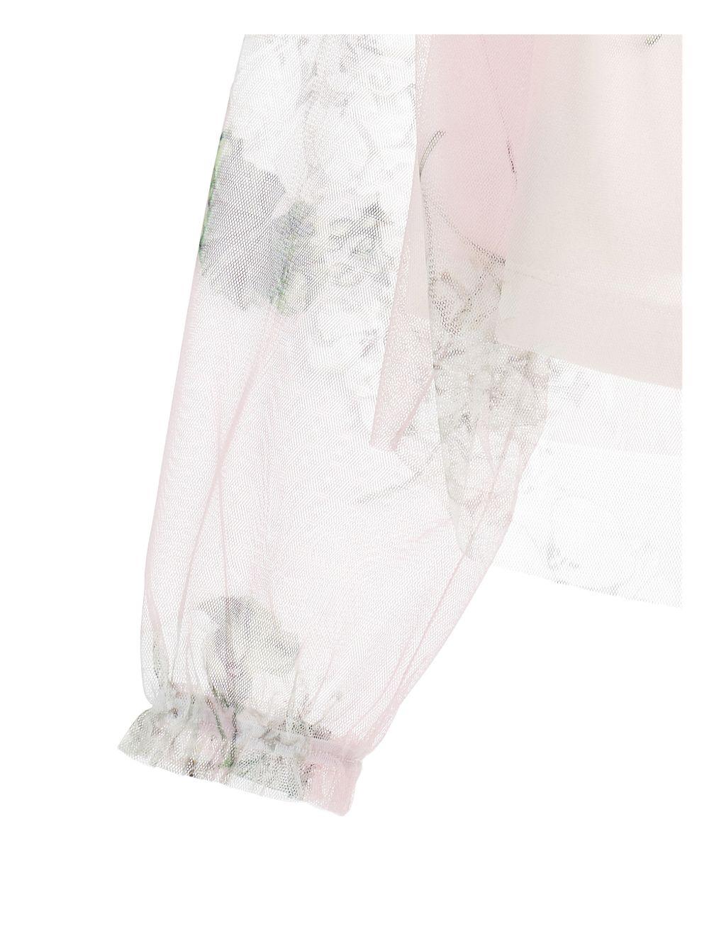 Blusa per bambina Monnalisa rosa chiaro con stampa a fiori - Rubino Kids