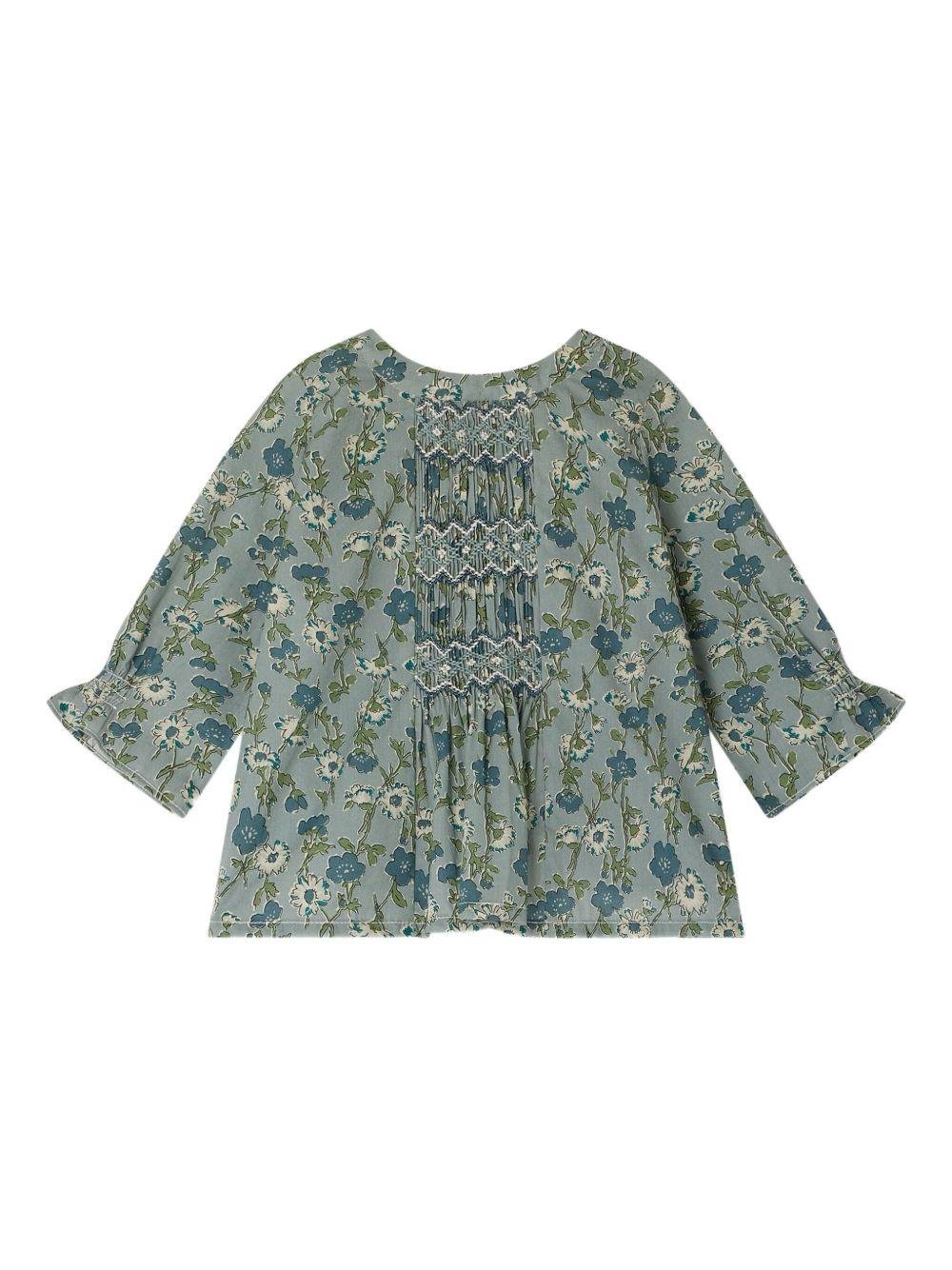 Blusa per neonata Bonpoint Blissi verde con motivo a fiori - Rubino Kids