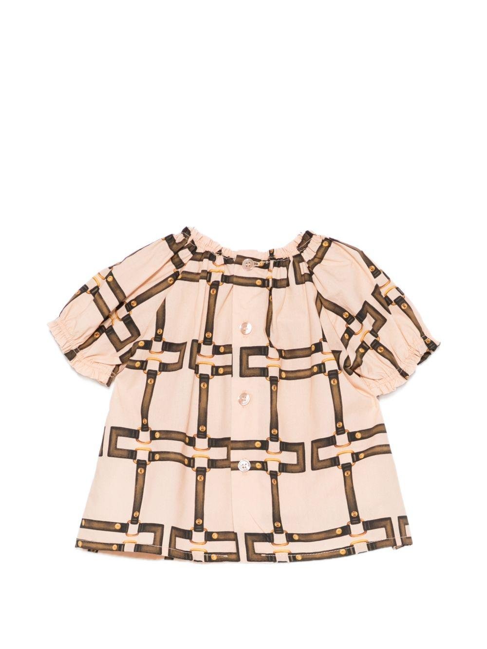 Blusa per neonata Elisabetta Franchi La Mia Bambina rosa con motivo geometrico - Rubino Kids