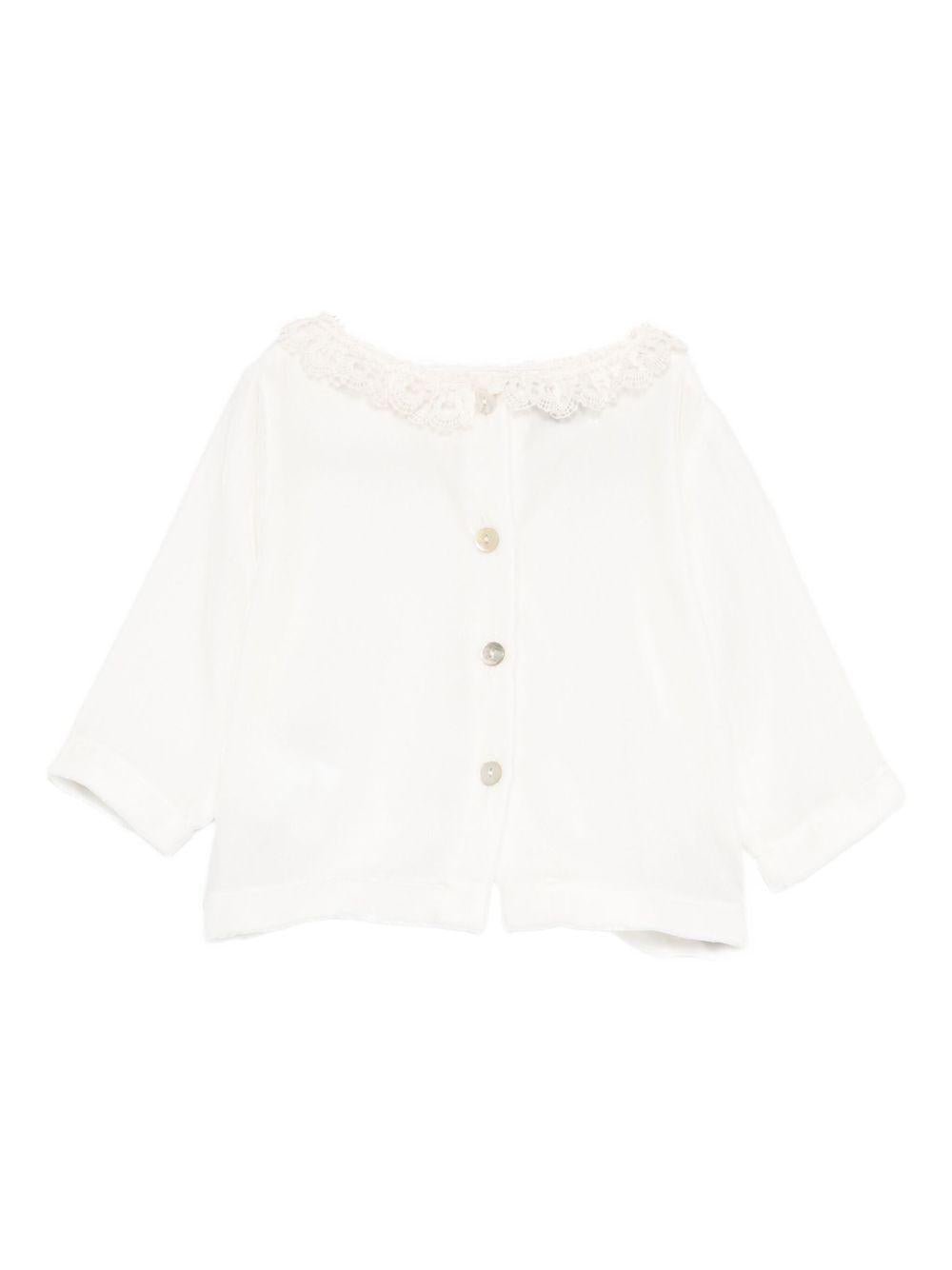 Blusa per neonata Jesurum Baby bianca con colletto in pizzo - Rubino Kids