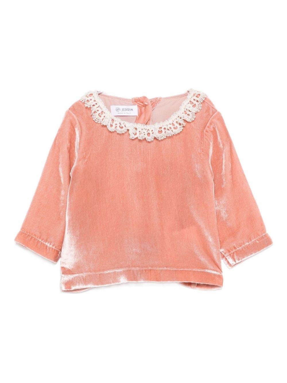 Blusa per neonata Jesurum Baby rosa con colletto in pizzo - Rubino Kids