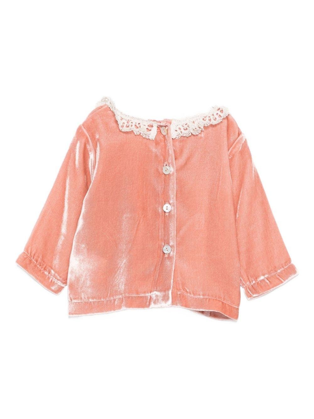 Blusa per neonata Jesurum Baby rosa con colletto in pizzo - Rubino Kids
