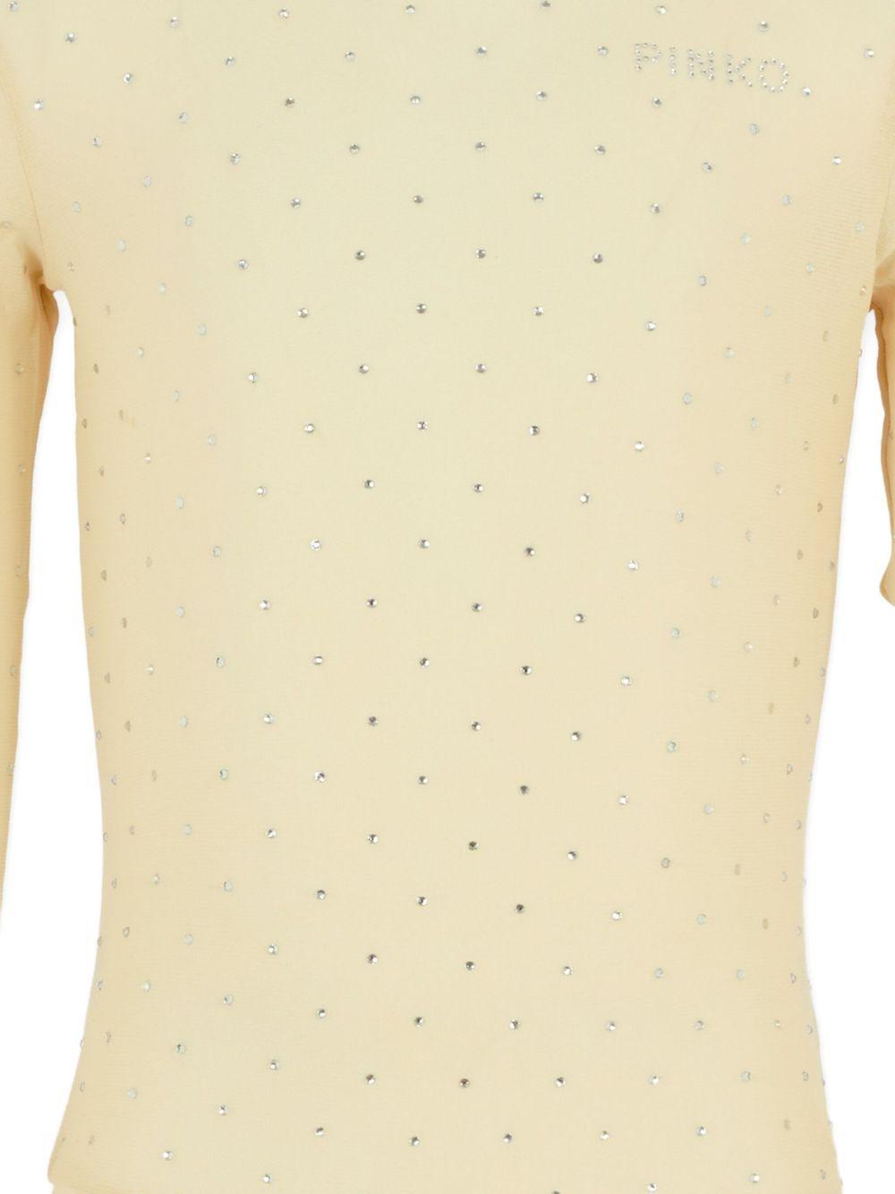 Body per bambina Pinko Kids beige con decorazioni a cristalli - Rubino Kids