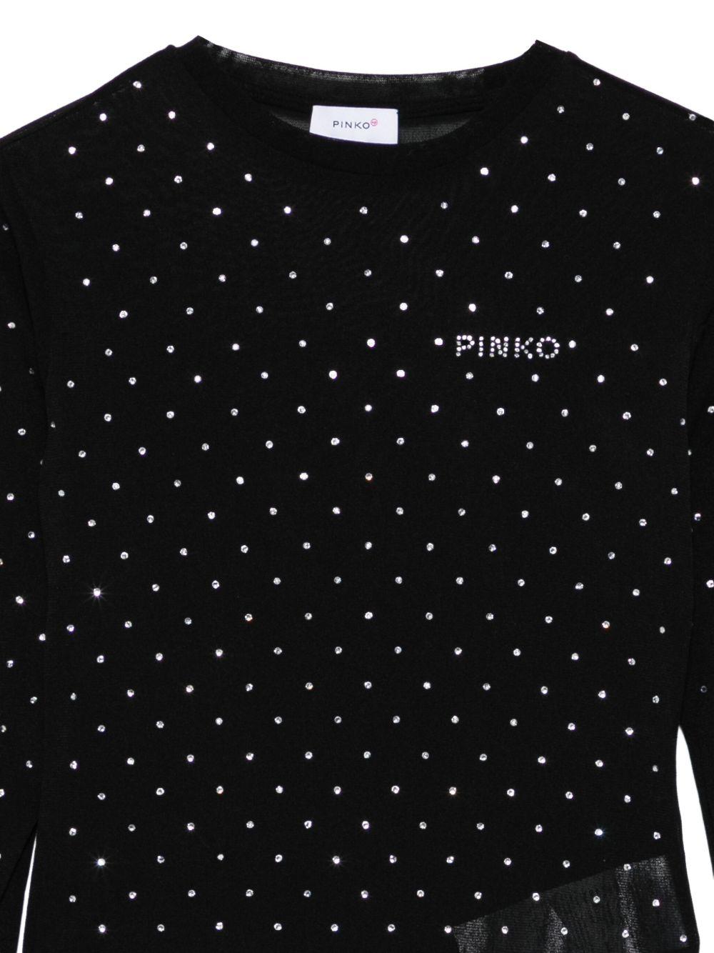 Body per bambina Pinko Kids nero con decorazioni in strass - Rubino Kids