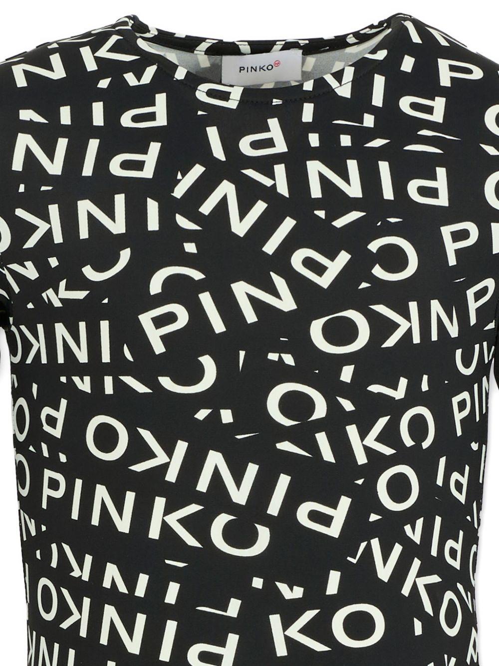 Body per bambina Pinko Kids nero con logo all - over - Rubino Kids