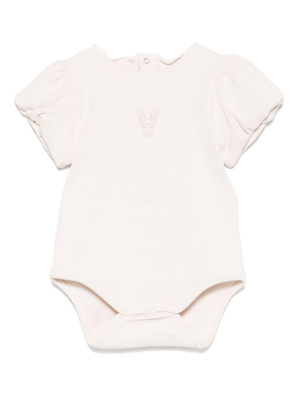 Body per neonata Donsje Nowie beige con motivo con ricamo - Rubino Kids