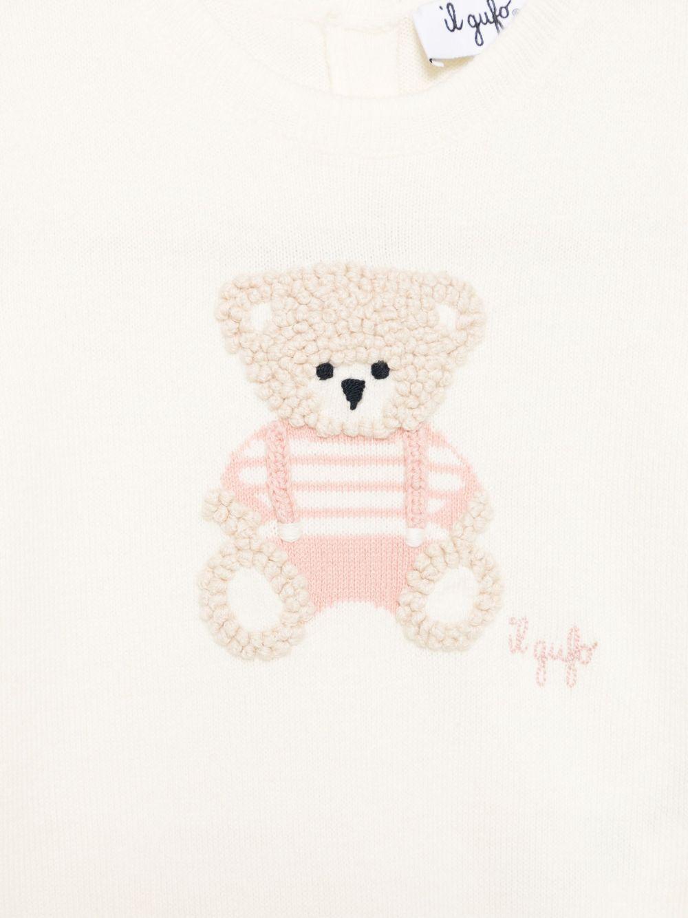 Body per neonata Il Gufo beige con ricamo Bear - Rubino Kids