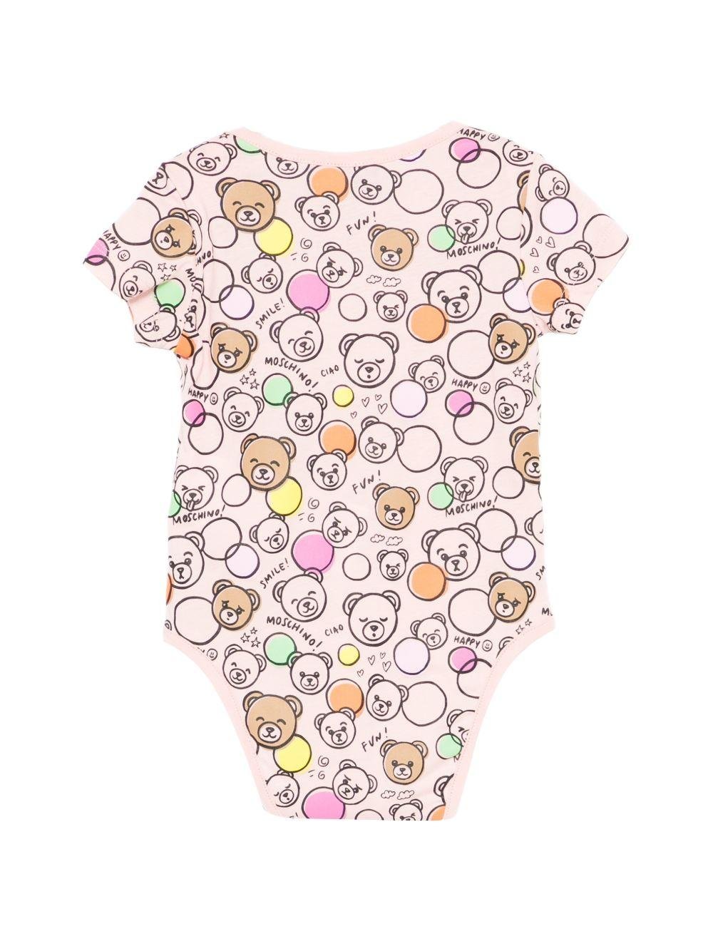Body per neonata Moschino Kids rosa con stampa all - over - Rubino Kids