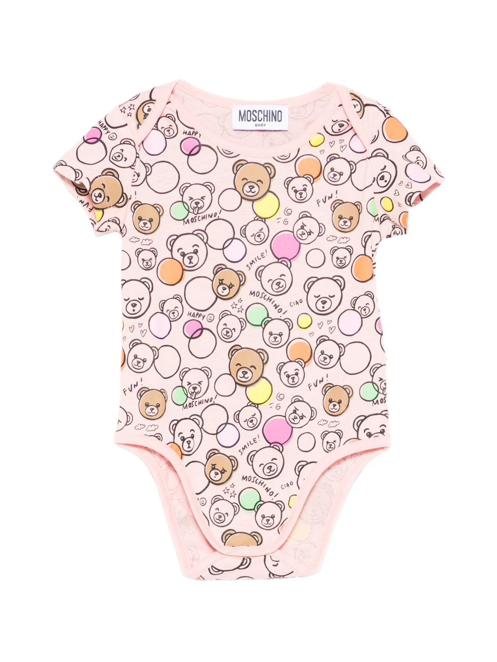 Body per neonata Moschino Kids rosa con stampa all - over - Rubino Kids