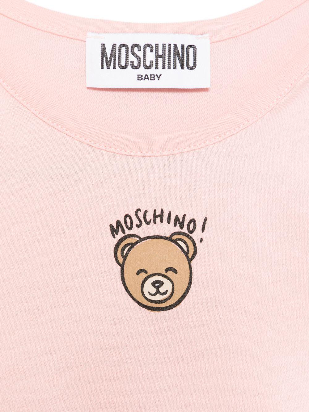 Body per neonata Moschino Kids rosa con stampa Teddy Bear - Rubino Kids