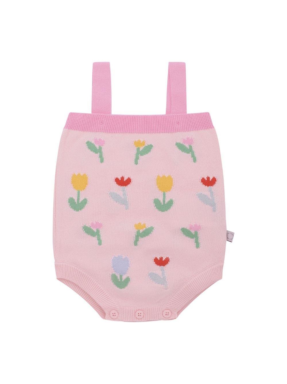 Body per neonata Stella McCartney Kids rosa con ricamo fiori - Rubino Kids