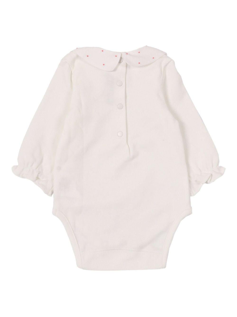 Body per neonata Tartine Et Chocolat bianco con ricamo a fiori - Rubino Kids