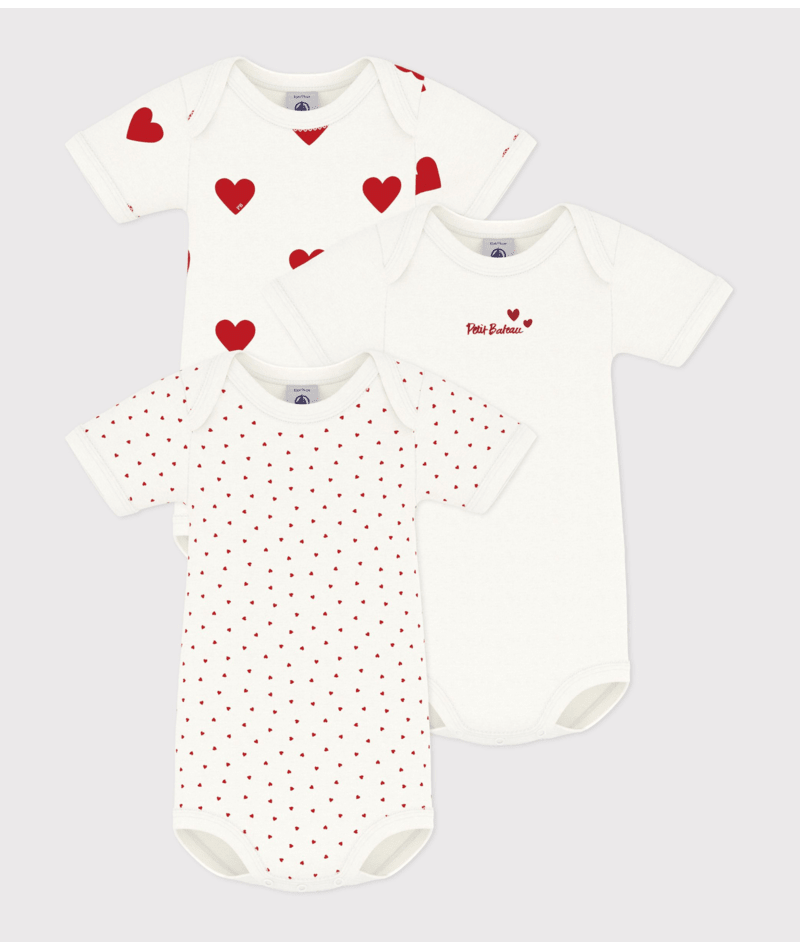 Body per neonati Petit Bateau bianco con fantasia a cuori - Rubino Kids