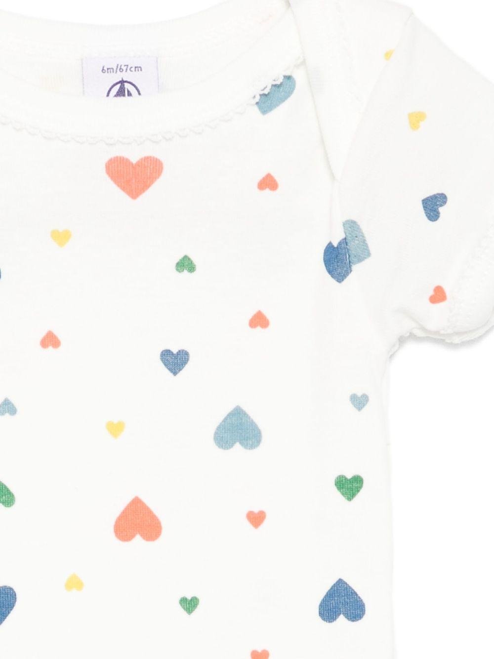 Body per neonati Petit Bateau bianco con stampa a cuore (confezione da tre) - Rubino Kids