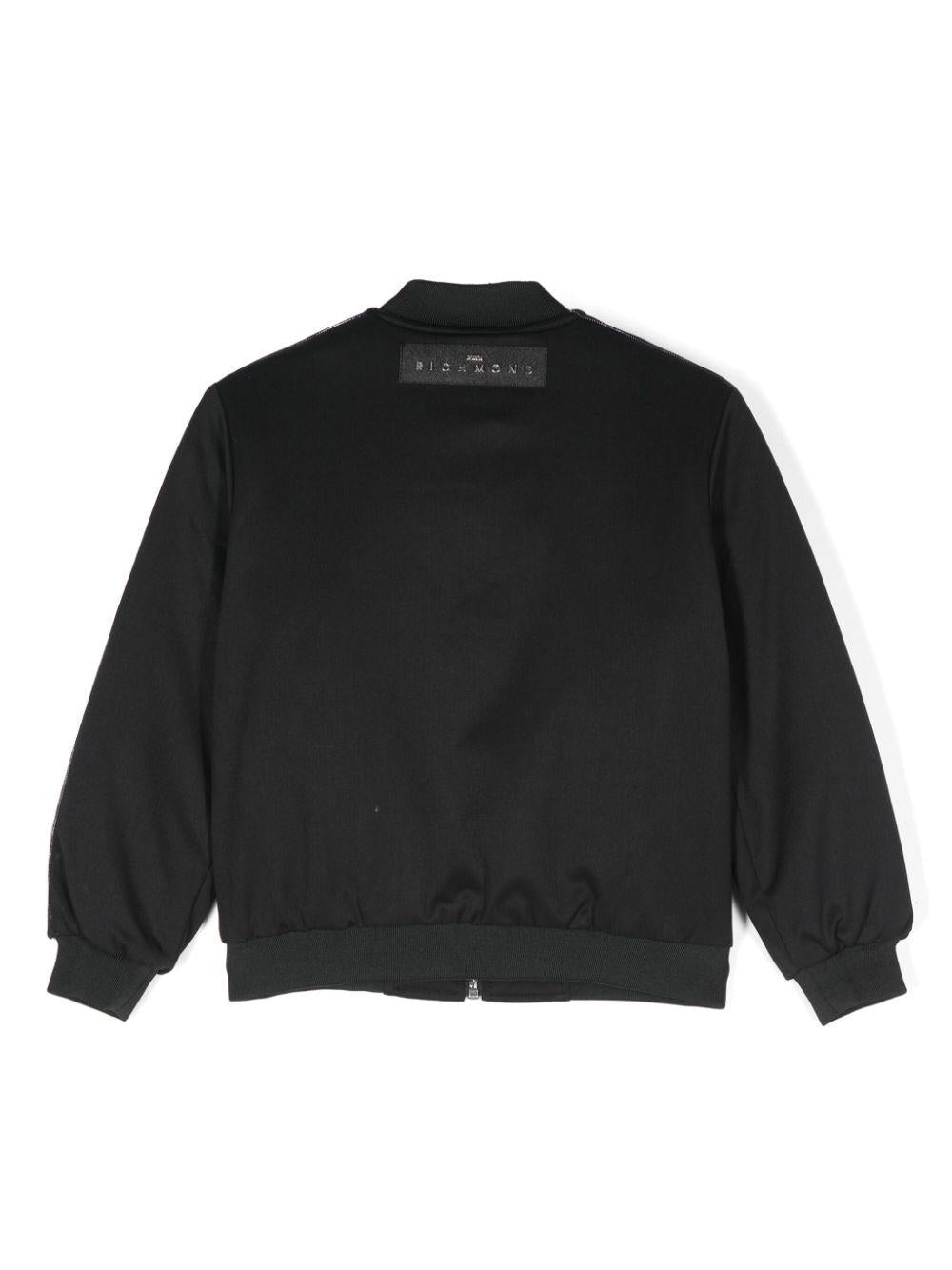 Bomber con effetto jacquard per bambino John Richmond Junior nero con orli elasticizzati - Rubino Kids