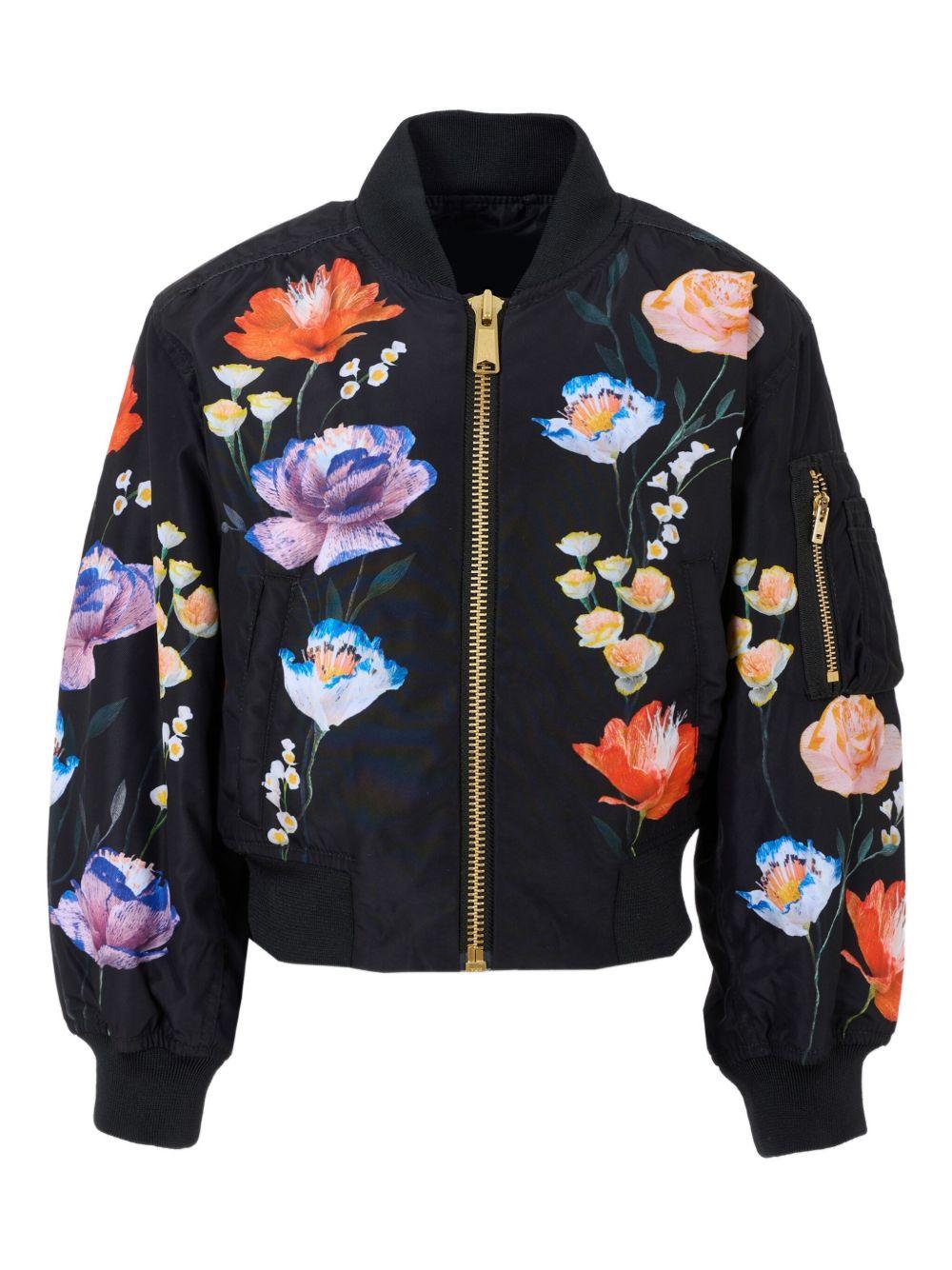 Bomber Hedia per bambina Molo nero con fantasia floreale - Rubino Kids