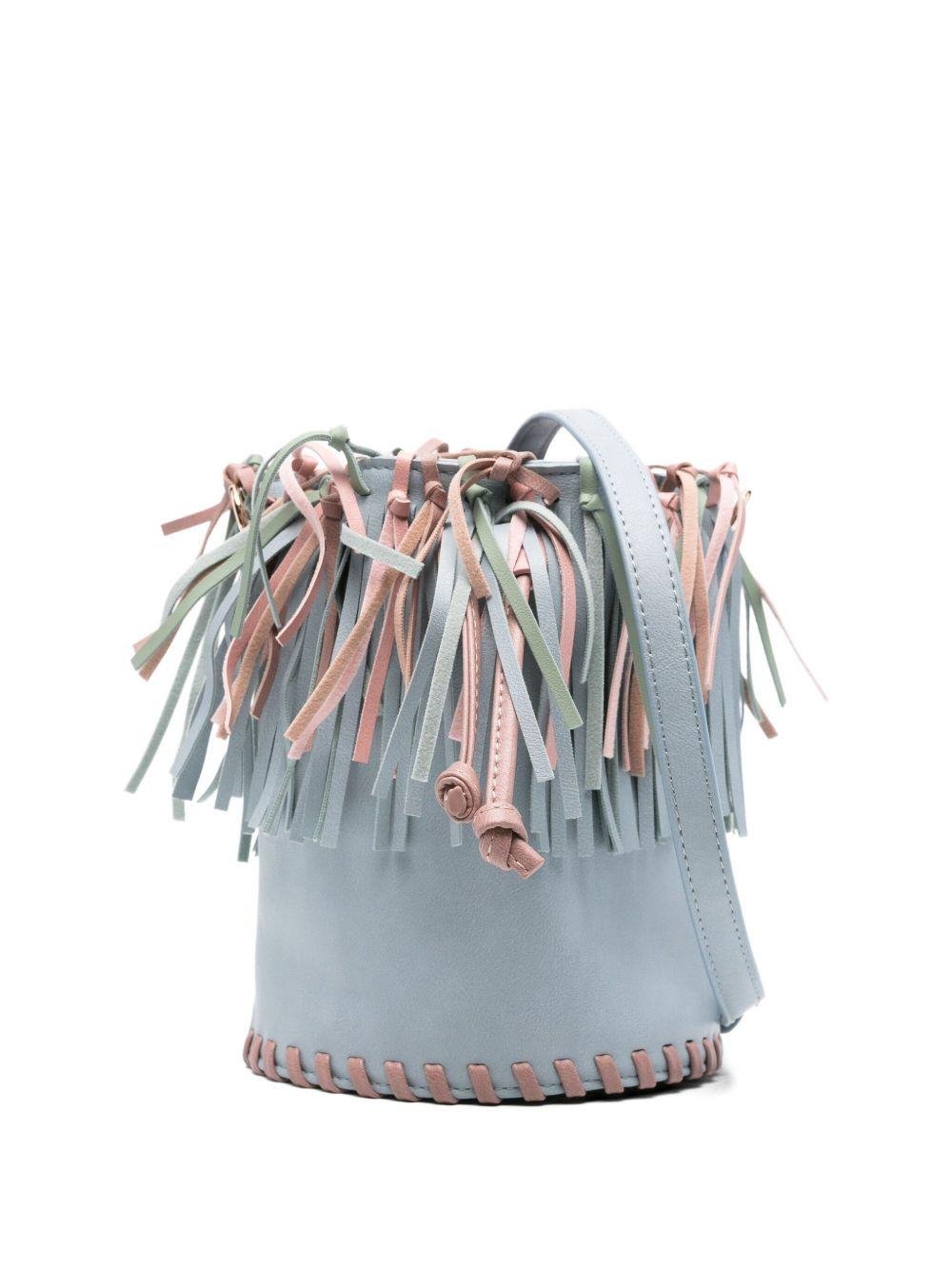 Borsa a secchiello Stella McCartney Kids azzurro con frange di nappe - Rubino Kids