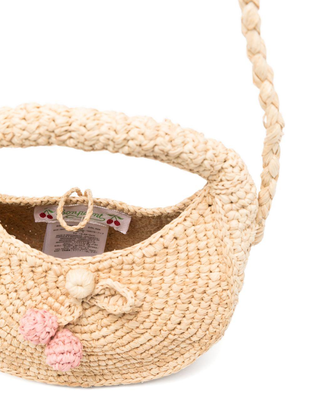 Borsa a spalla Loulou per bambina Bonpoint beige con applicazione a fiori - Rubino Kids