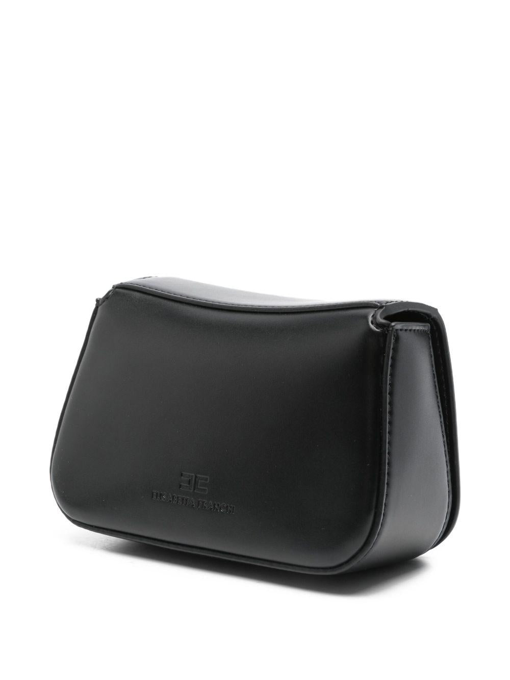 Borsa a spalla per bambina Elisabetta Franchi La Mia Bambina nera con placca con logo color oro - Rubino Kids