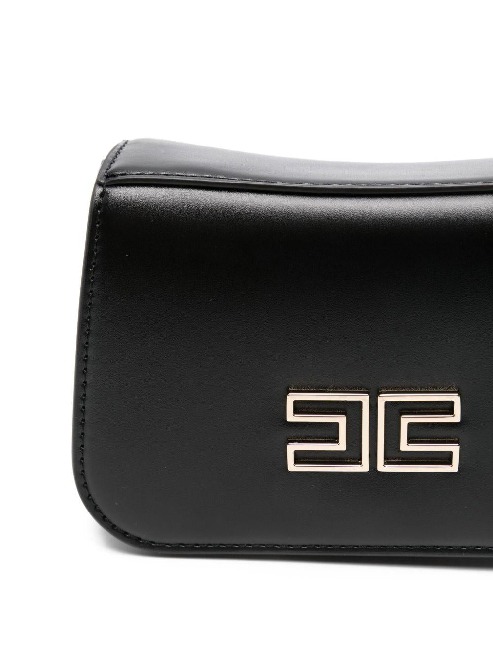 Borsa a spalla per bambina Elisabetta Franchi La Mia Bambina nera con placca con logo color oro - Rubino Kids