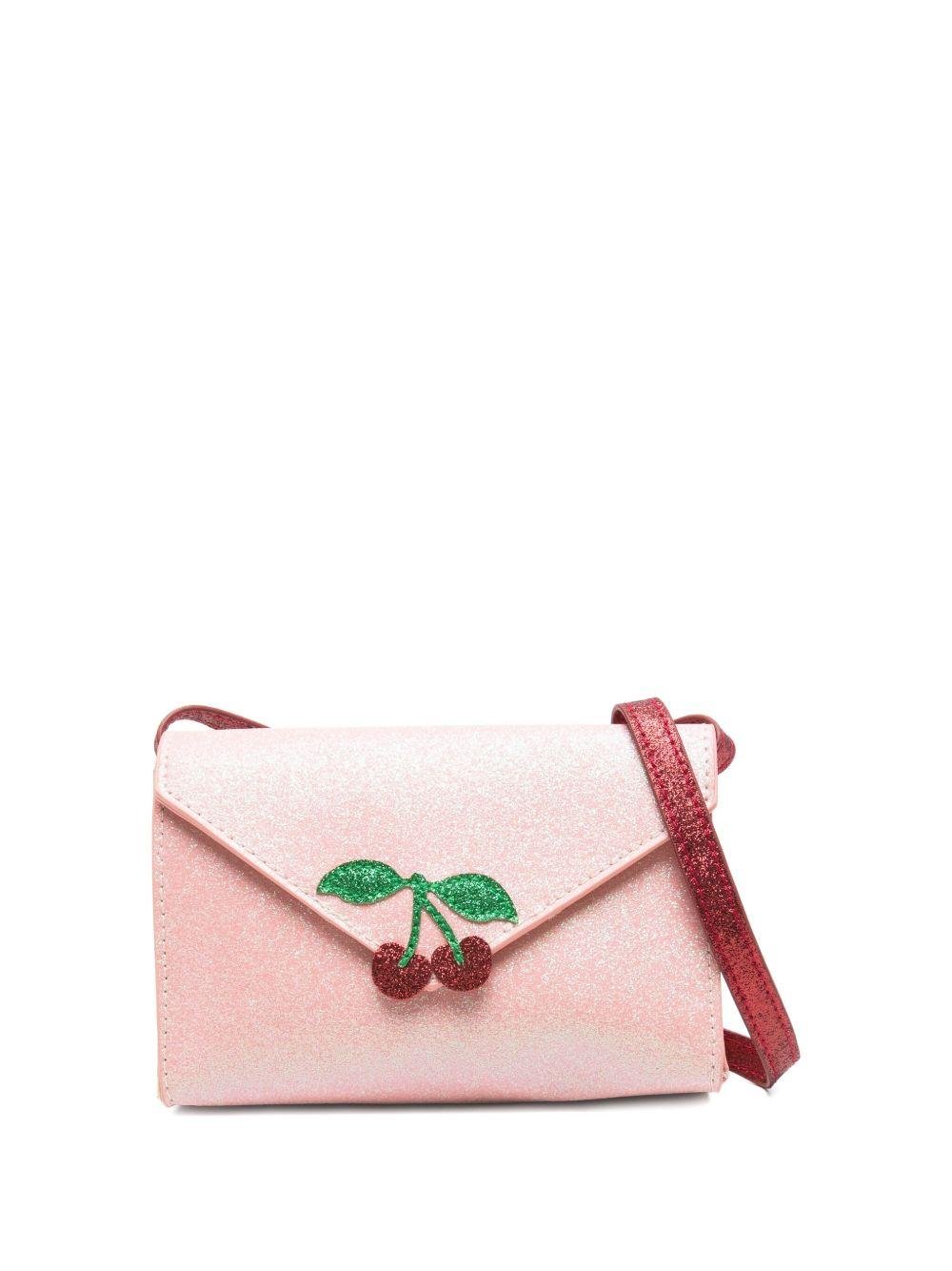 Borsa a spalla per bambina Konges Sløjd Love Letter rosa con motivo ciliegie - Rubino Kids