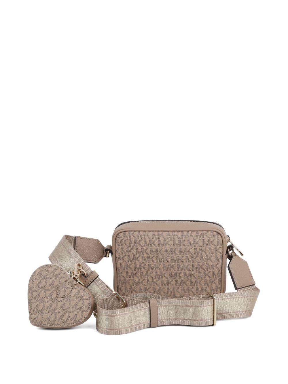 Borsa a spalla per bambina Michael Kors Kids beige con monogramma - Rubino Kids