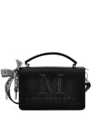Borsa a spalla per bambina Monnalisa nera con logo goffrato - Rubino Kids