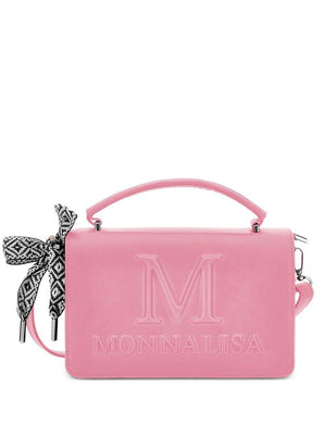 Borsa a spalla per bambina Monnalisa rosa con logo goffrato
