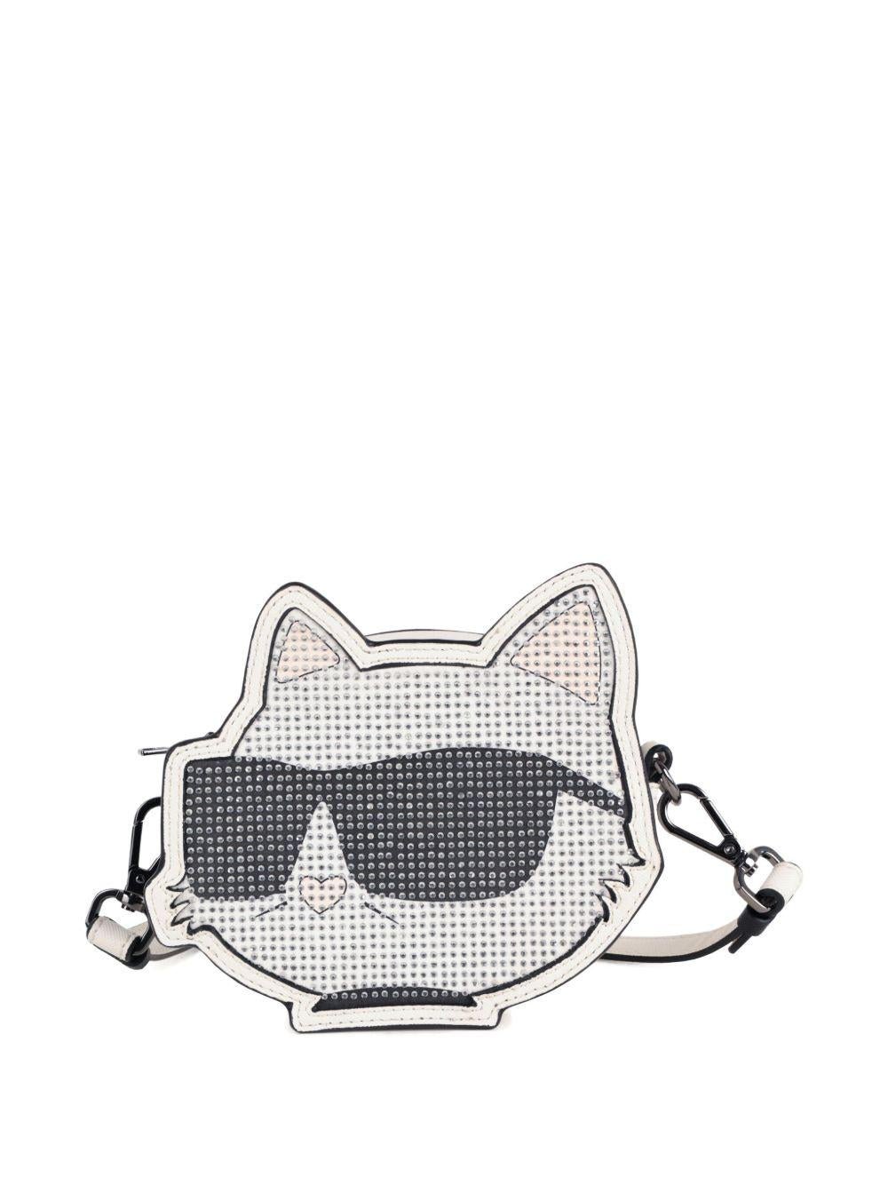 Borsa a tracolla Ikon per bambina Karl Lagerfeld Kids bianca con decorazione con strass - Rubino Kids