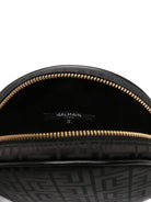 Borsa a tracolla per bambina Balmain Kids nera rotonda con monogramma - Rubino Kids
