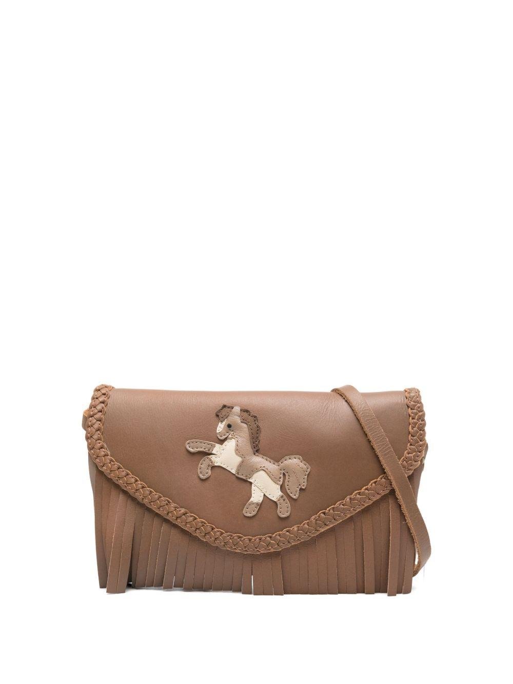 Borsa a tracolla per bambina Donsje marrone con toppa di cavallo - Rubino Kids