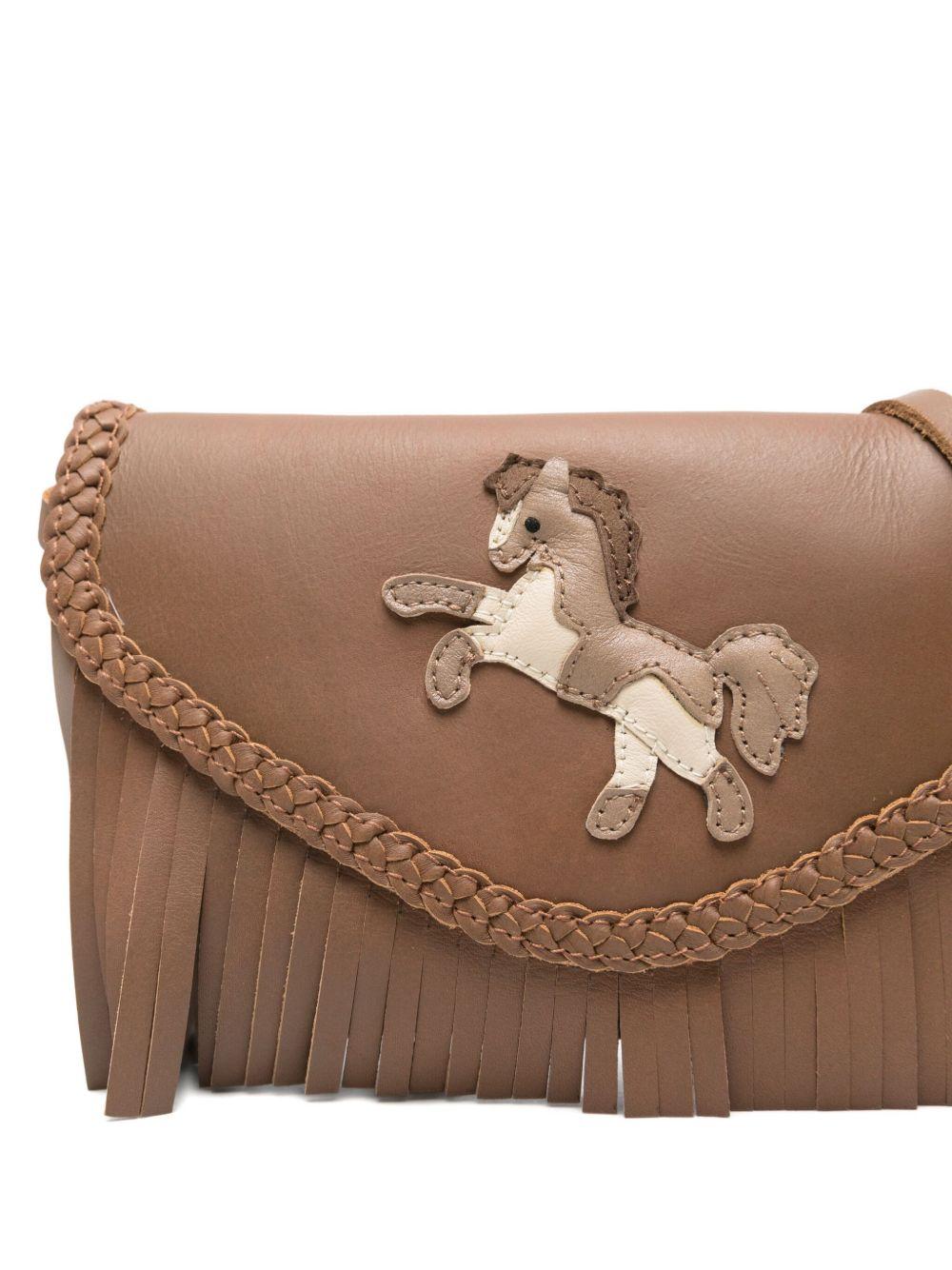 Borsa a tracolla per bambina Donsje marrone con toppa di cavallo - Rubino Kids