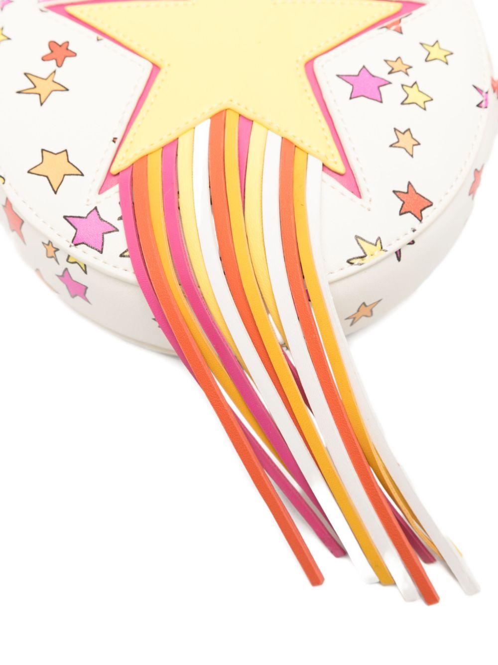 Borsa a tracolla per bambina Stella McCartney Kids bianca con stampa a stelle e dettagli in nappa - Rubino Kids