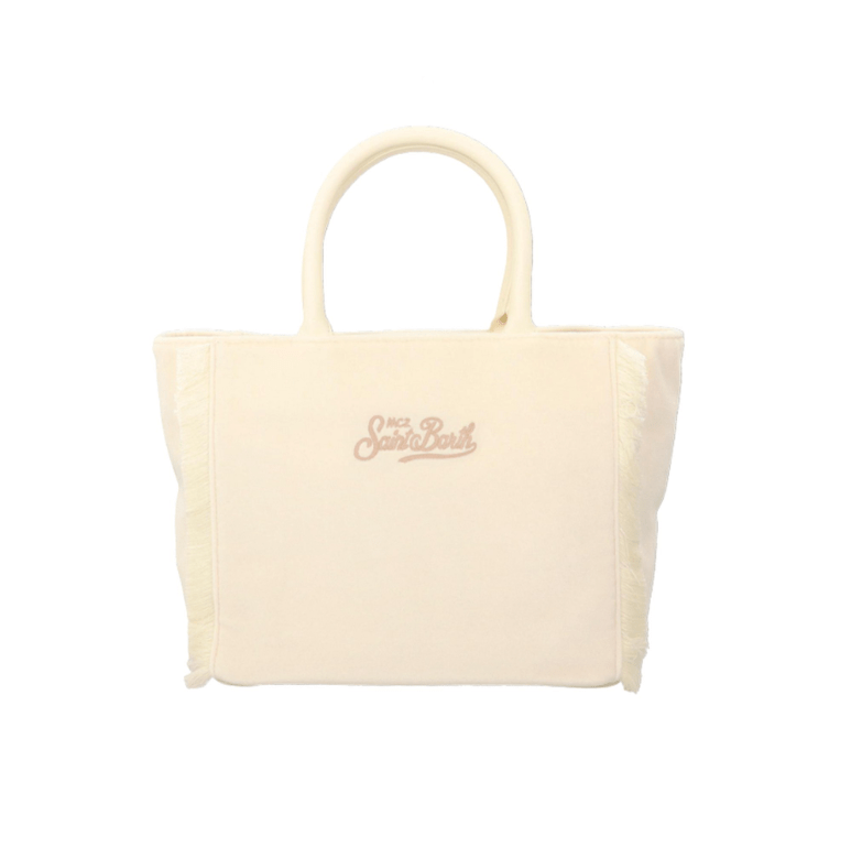 Borsa Colette per bambina MC2 Saint Barth Kids bianca con logo ricamato a contrasto - Rubino Kids