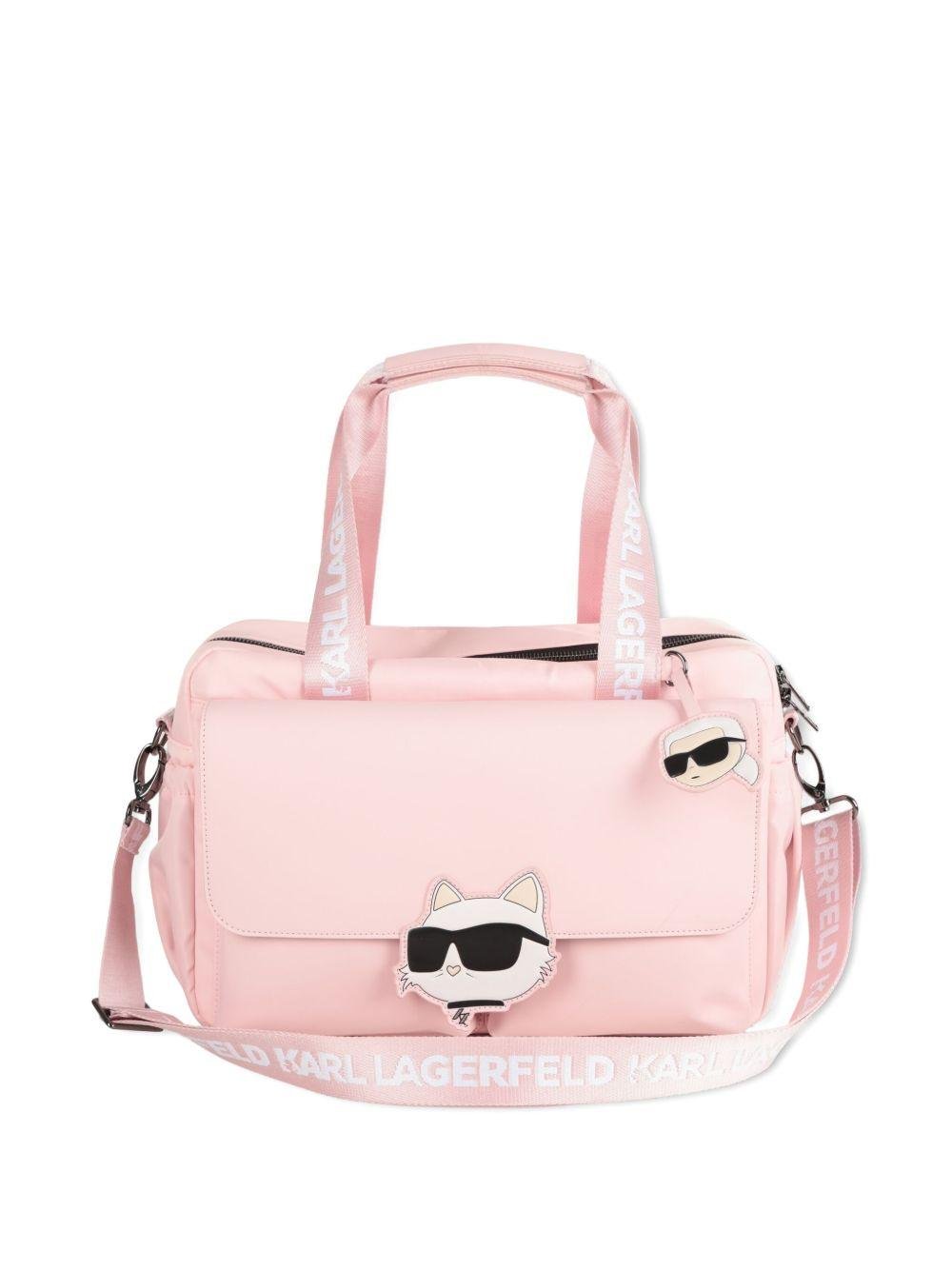 Borsa fasciatoio Choupette per neonata Karl Lagerfeld Kids rosa con logo sulla fascia - Rubino Kids