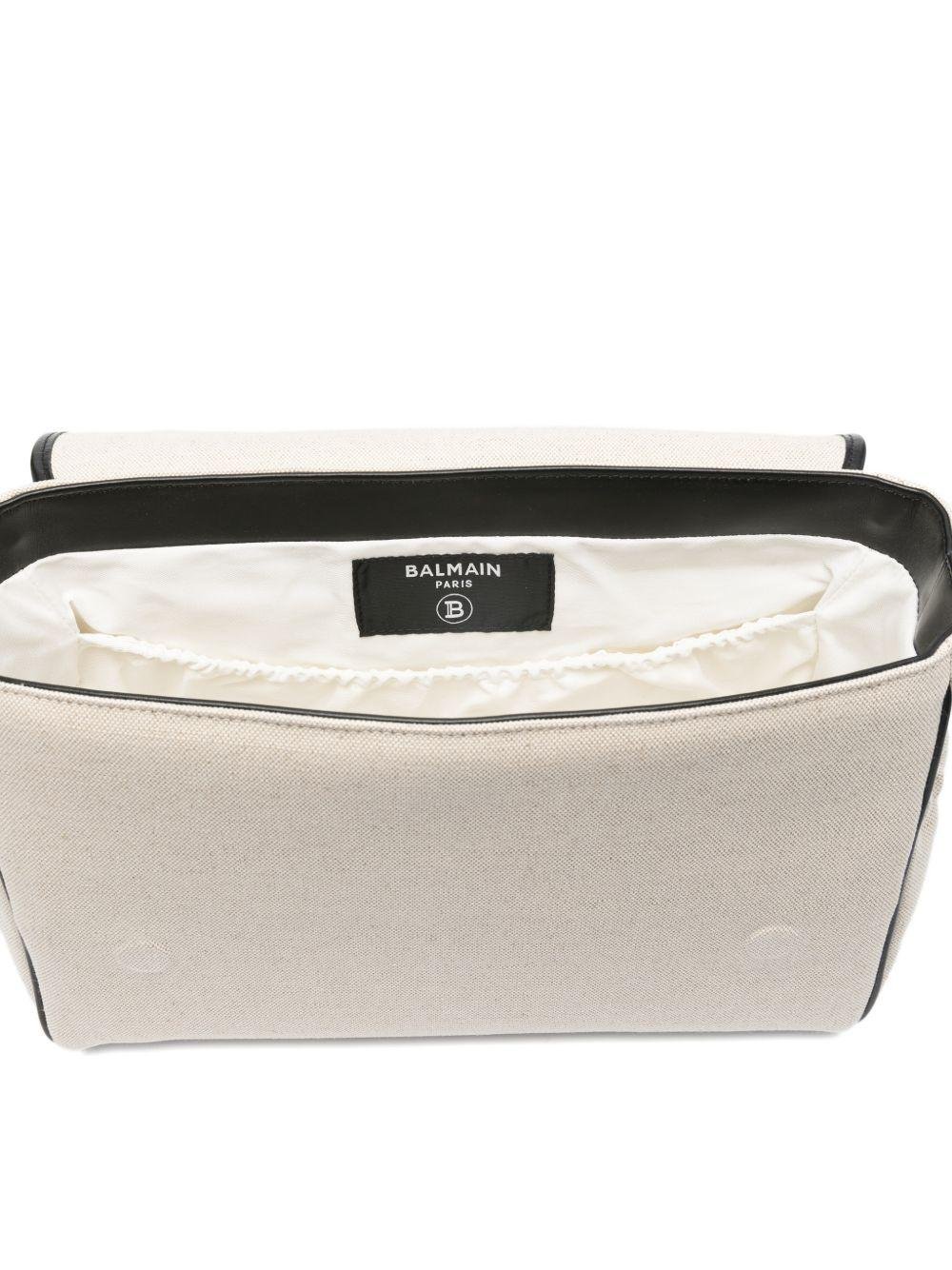 Borsa fasciatoio per neonati Balmain Kids beige con ricamo logo a contrasto - Rubino Kids